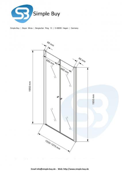 Glas Concept 24 - 155x195cm San Diego - XXL Nischentür - Pendeltür - 8mm ESG 